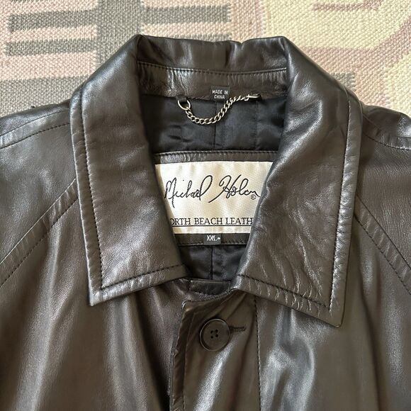 Michael Hoban Men’s XXL NORTH BEACH LEATHER Coat Overcoat Goth Rock 80s - Picture 14 of 16